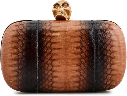 Alexander McQueen Skull Box Clutch Women's bags Unspecified Python Gold New